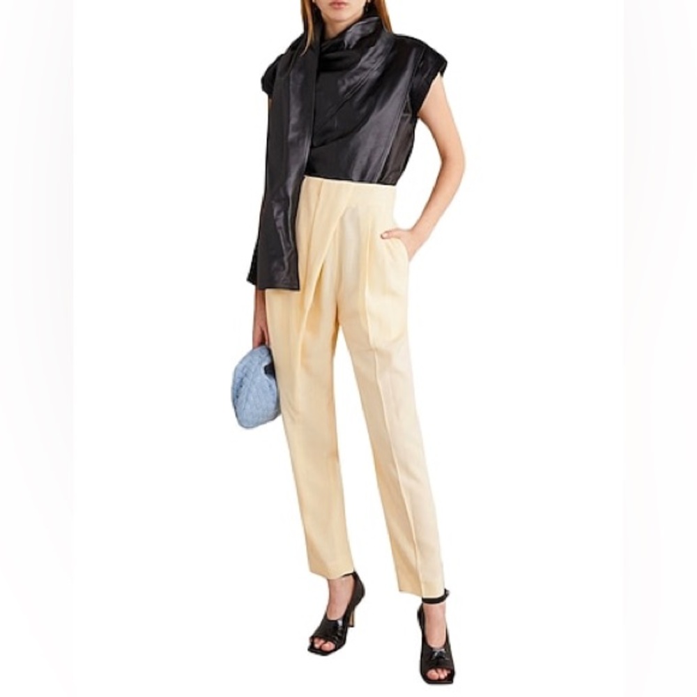 Proenza Schouler Black Draped Top with Cream High-Waist Trousers
